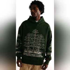 CHNGE Urban Outfitters Exclusive Mens Cotton Olive Green Trees Hoodie Sweatshirt